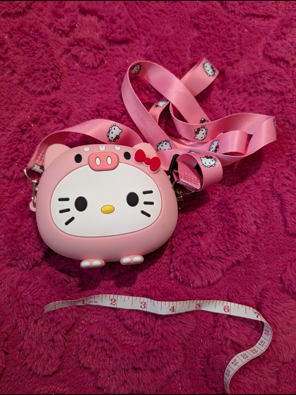 Hello Kitty Pink Silicone Kids Crossbody Bag with Character Strap